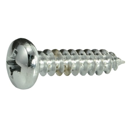 Midwest Fastener Sheet Metal Screw, #10 x 3/4 in, Chrome Plated Steel Pan Head Phillips Drive, 10 PK 34691